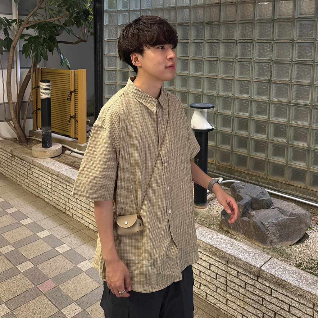 R*i様 リネン ベージュ チェック 半袖シャツ 楽天市場】シャツ 半袖 チェック ベージュチェック 綿麻 リネン