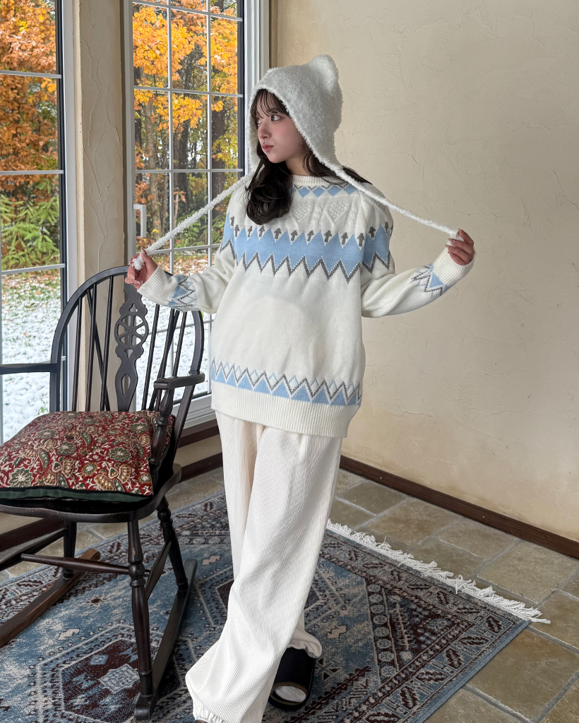 ジグザグフェアアイルパターンニットセーター | ファッション通販