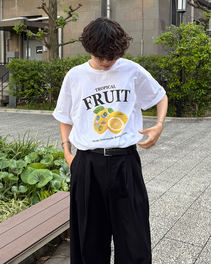 口豪奢 レモンプリントハーフTシャツ | NUGU ファッション通販サイト トップス