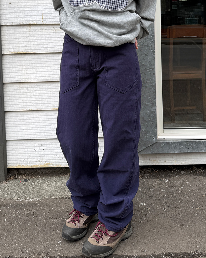 ヘリンボーンワイドコットンパンツ