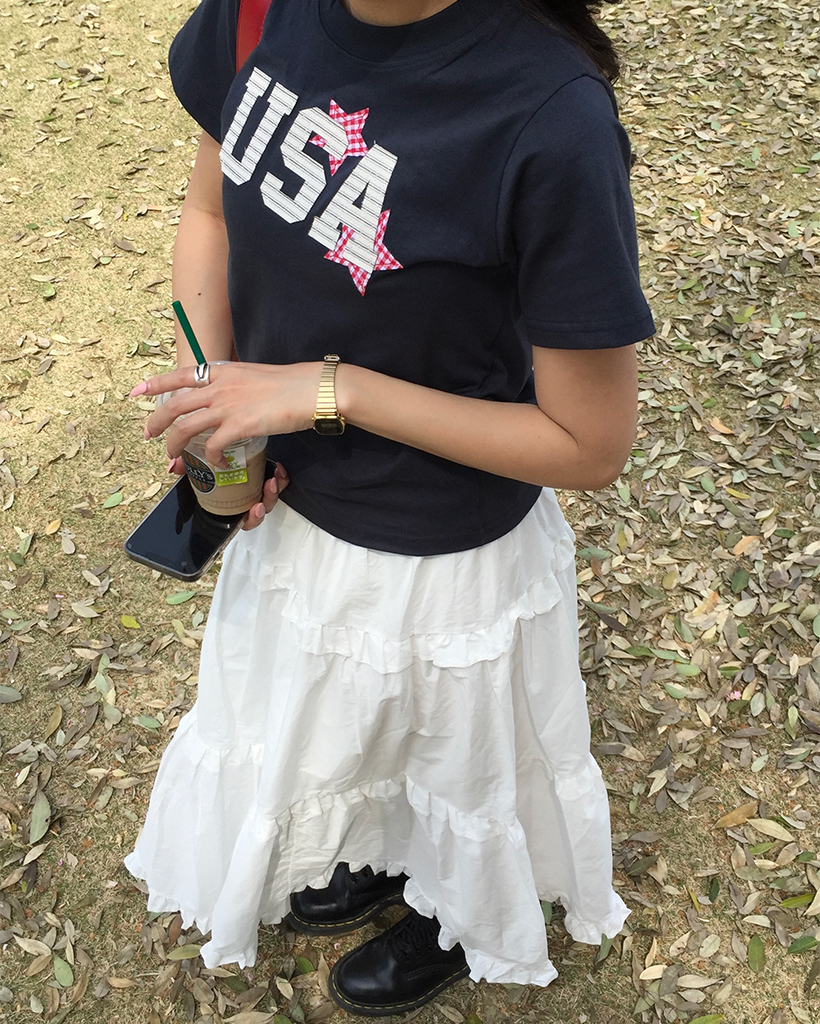 フリルラインフレアマキシスカート | ファッション通販サイト NUGU