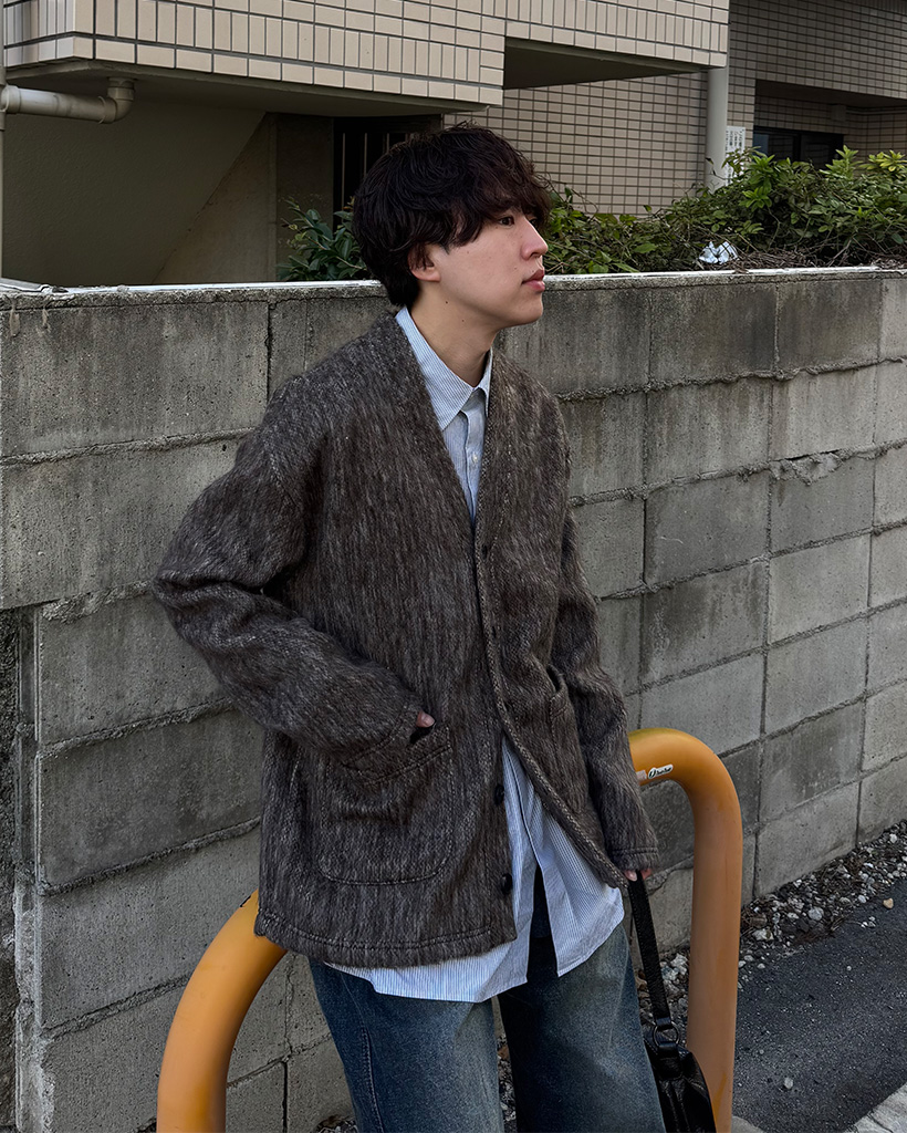 モヘアボタンポケットカーディガン