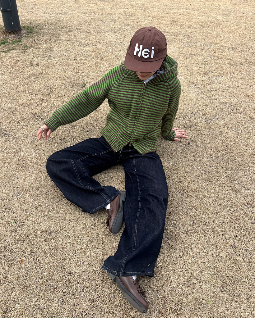 ウールボーダーニットジップアップ