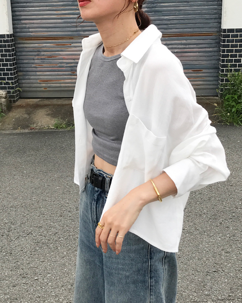 クロップドロングスリーブシャツ | ファッション通販サイト NUGU