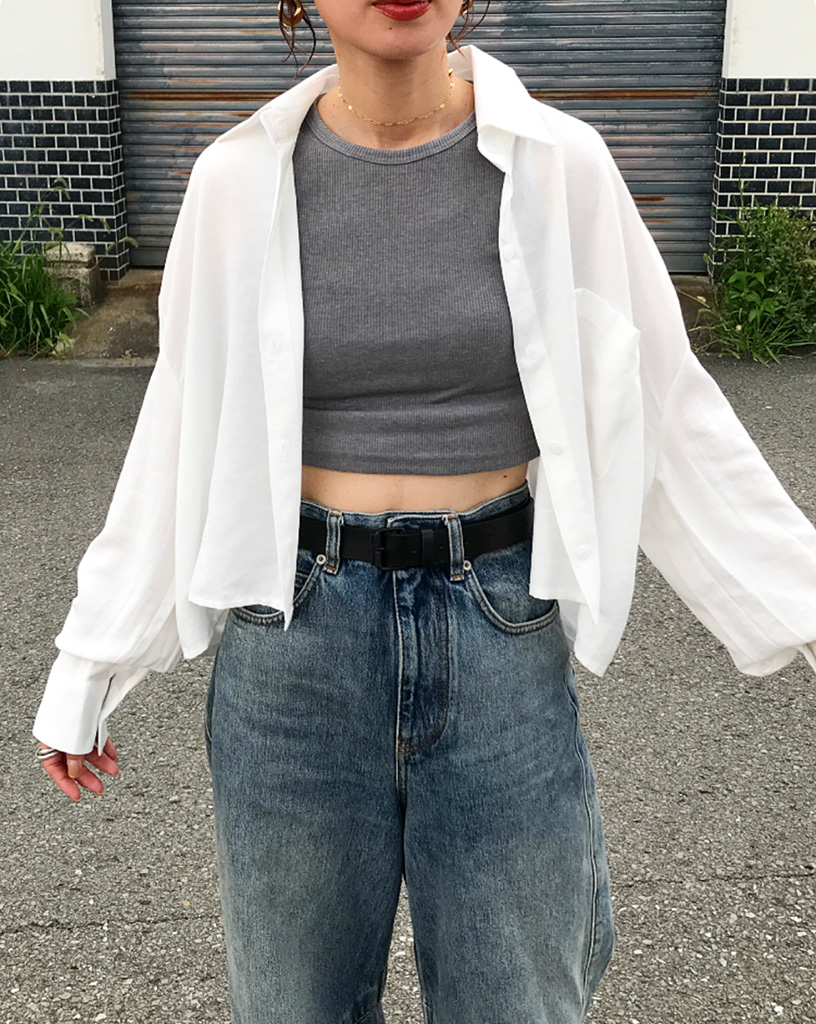 クロップドロングスリーブシャツ | ファッション通販サイト NUGU