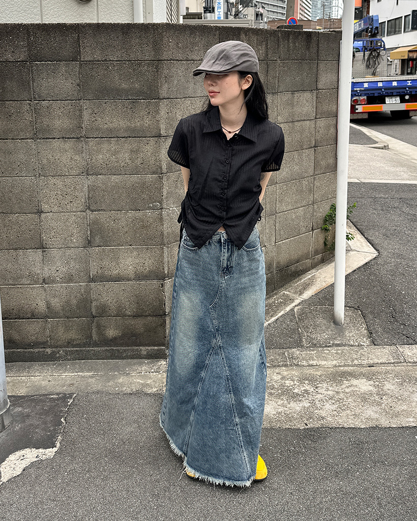 ウォッシングデニムロングスカート | ファッション通販サイト NUGU