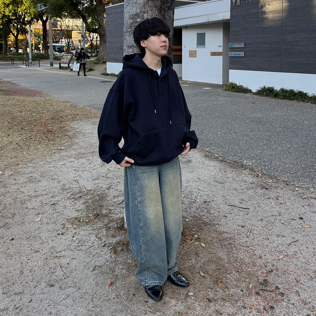 ヘンリーネック裏起毛フードスウェット | ファッション通販サイト NUGU
