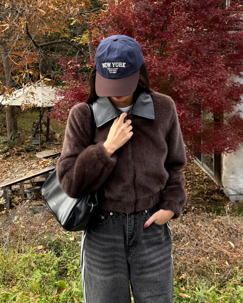 レザーカラーファージャケット