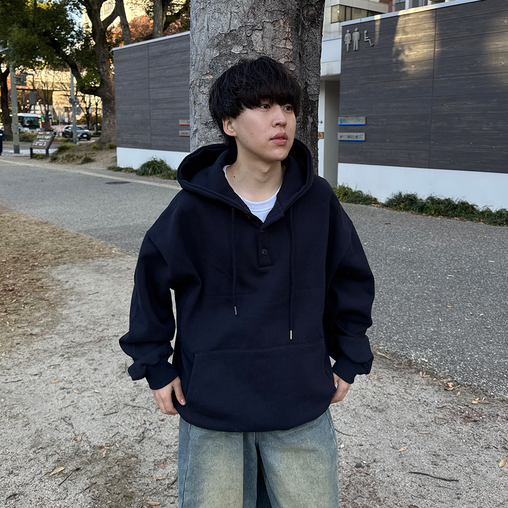 ヘンリーネック裏起毛フードスウェット | ファッション通販サイト NUGU