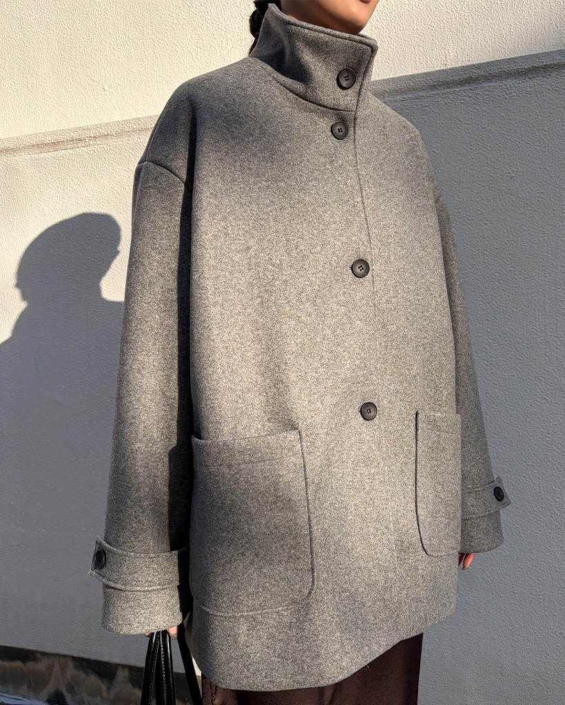 ボタンハーフウルコート