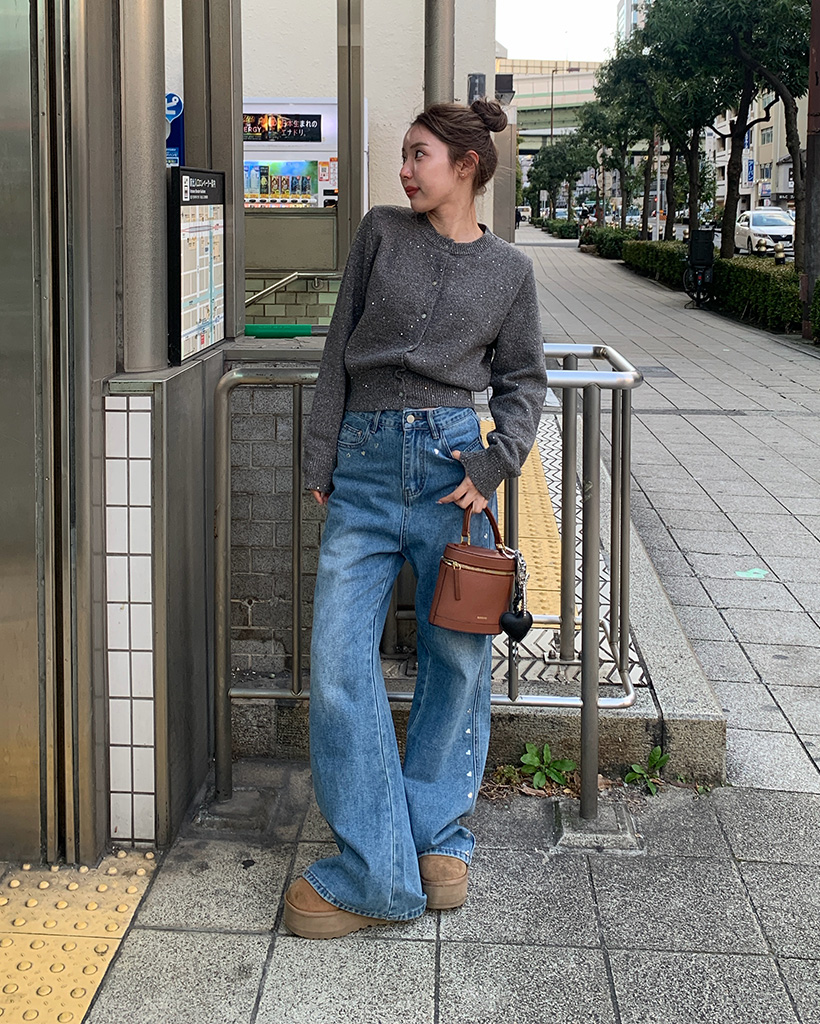 ハートスタッドポイントデニムパンツ