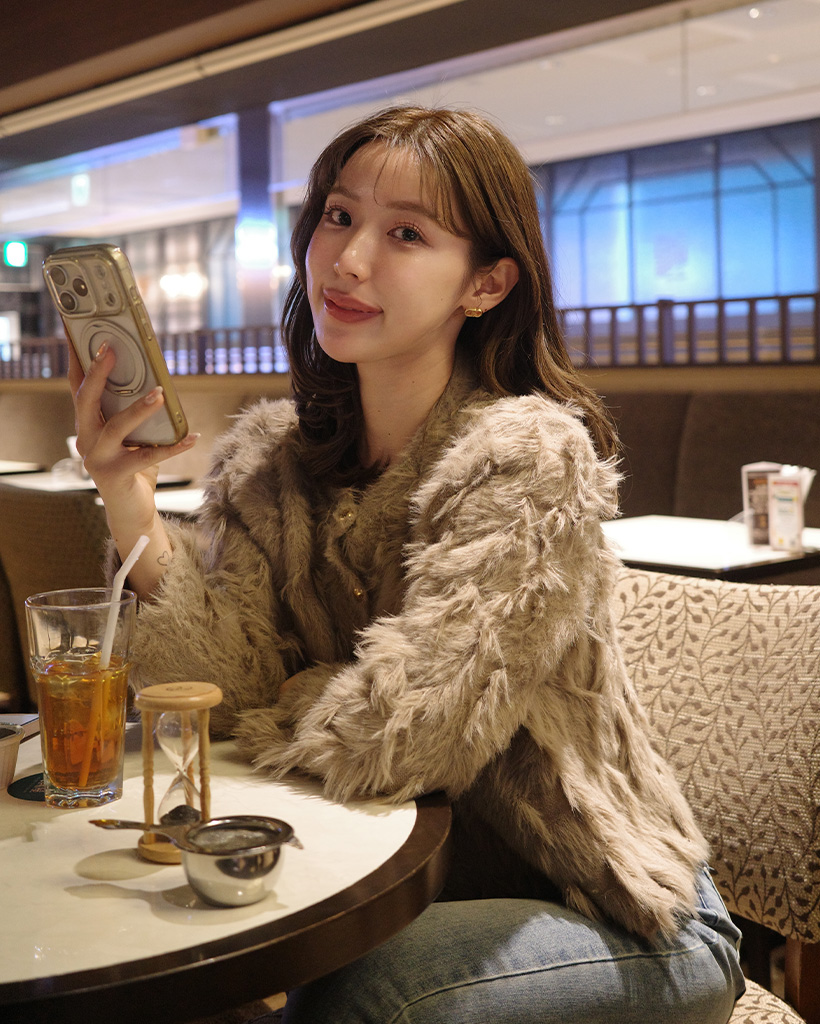 ファーラウンドカーディガンジャケット