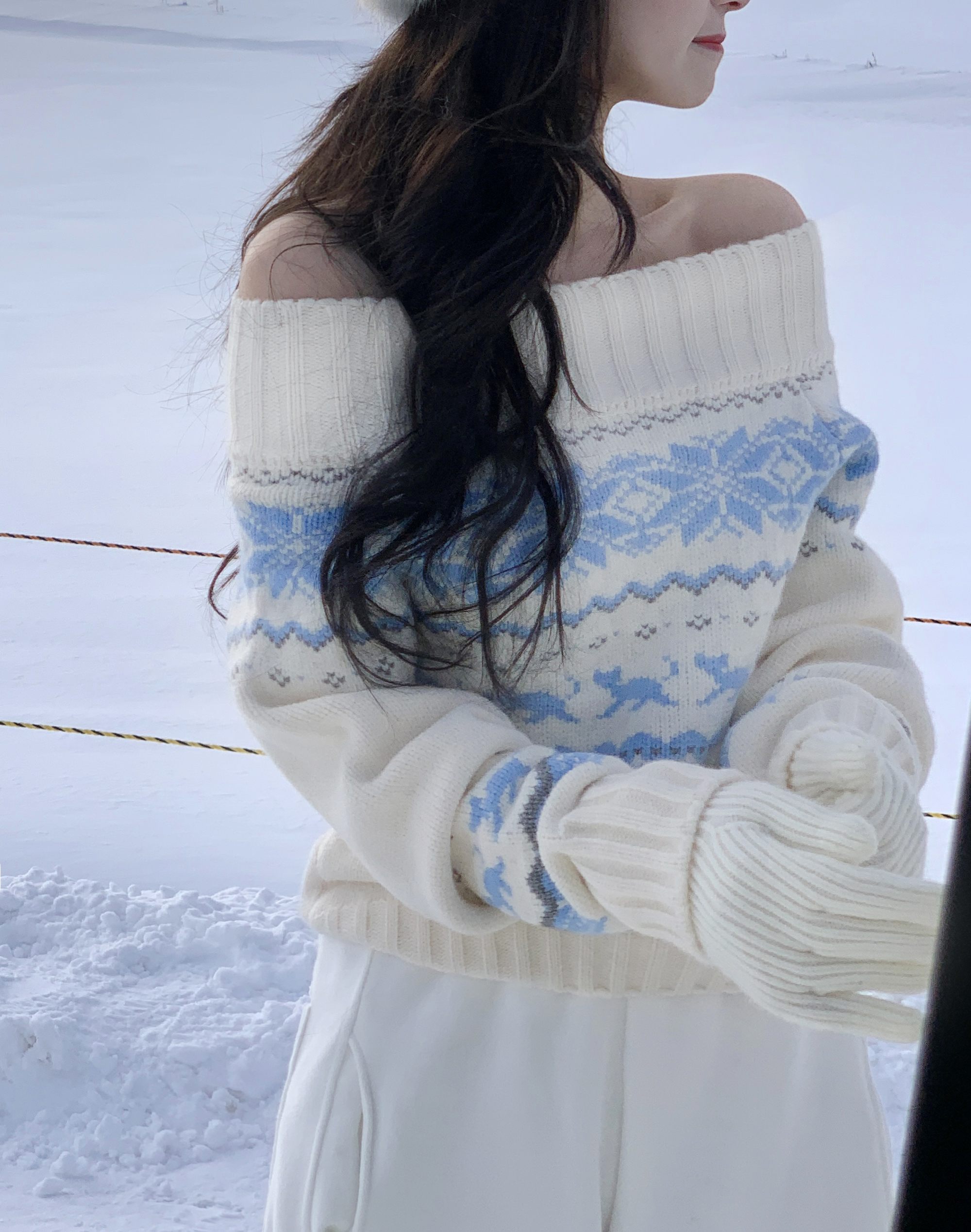 2way]雪花柄オフショルニット | ファッション通販サイト NUGU