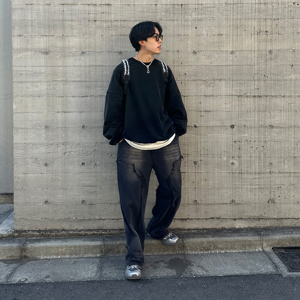 yuni デニムワイドパンツ ユニセックス)カーブデニムワイドパンツ | ファッション通販