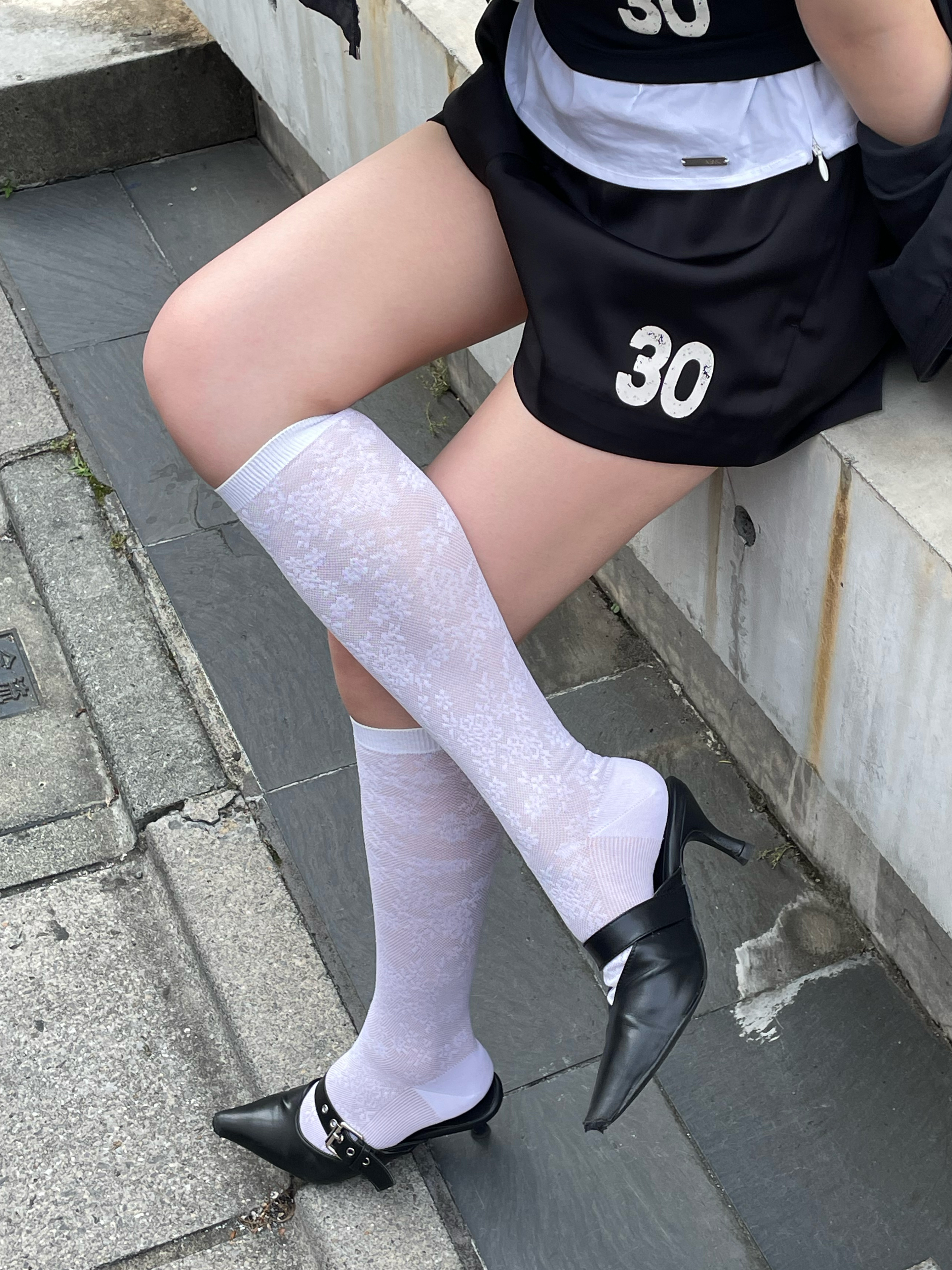 3colors】コットンメッシュレースハイソックス | ファッション通販