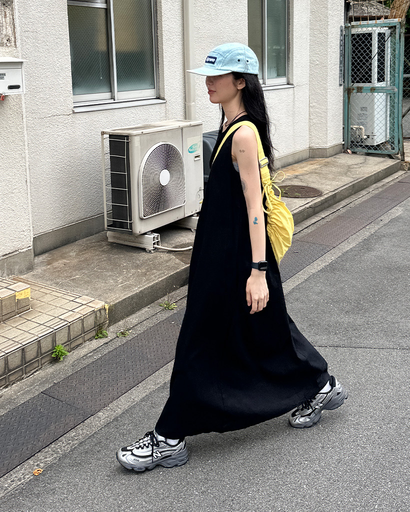 ［tumugu］ブラックノースリーブロングワンピース GU ノースリーブ マキシワンピース ブラック S ロングワンピース