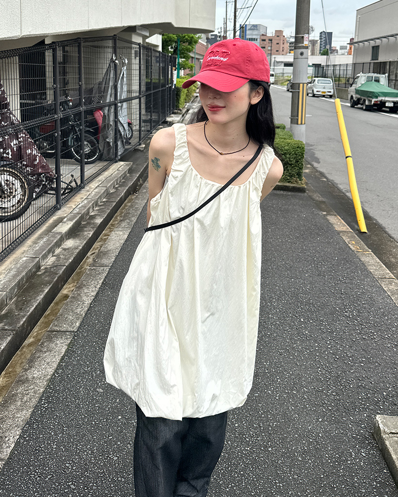 バルーンフッドノースリーブミニワンピース | ファッション通販サイト NUGU