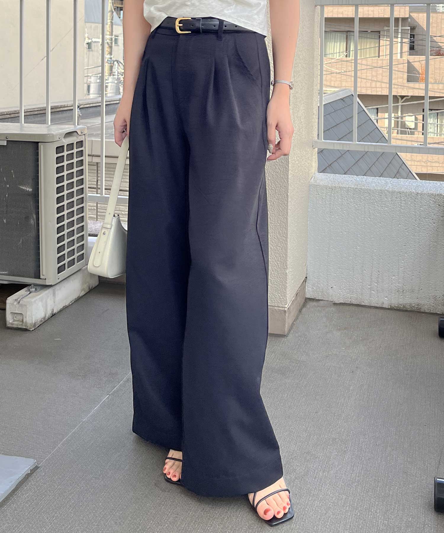 ハイウエストスラックスタックワイドパンツ | ファッション通販サイト NUGU