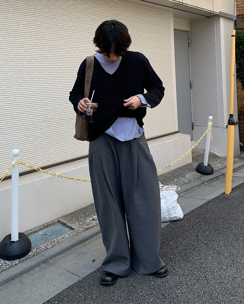 nugu ウエストフォールドワイドバルーンスラックス unisex) ウエストフォールドワイドバルーンスラックス
