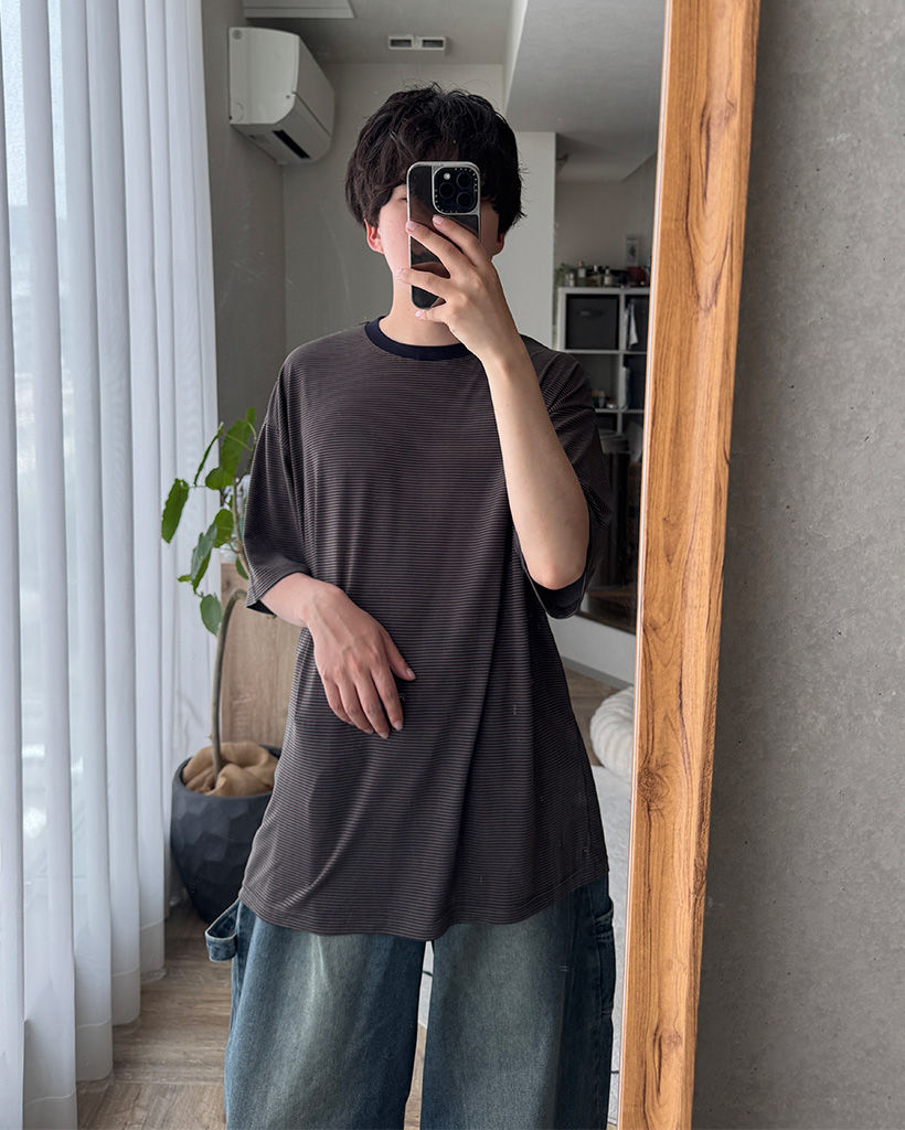 thetoe スウェットシャツボーダー スウェット ボーダー柄 Tシャツ 半袖