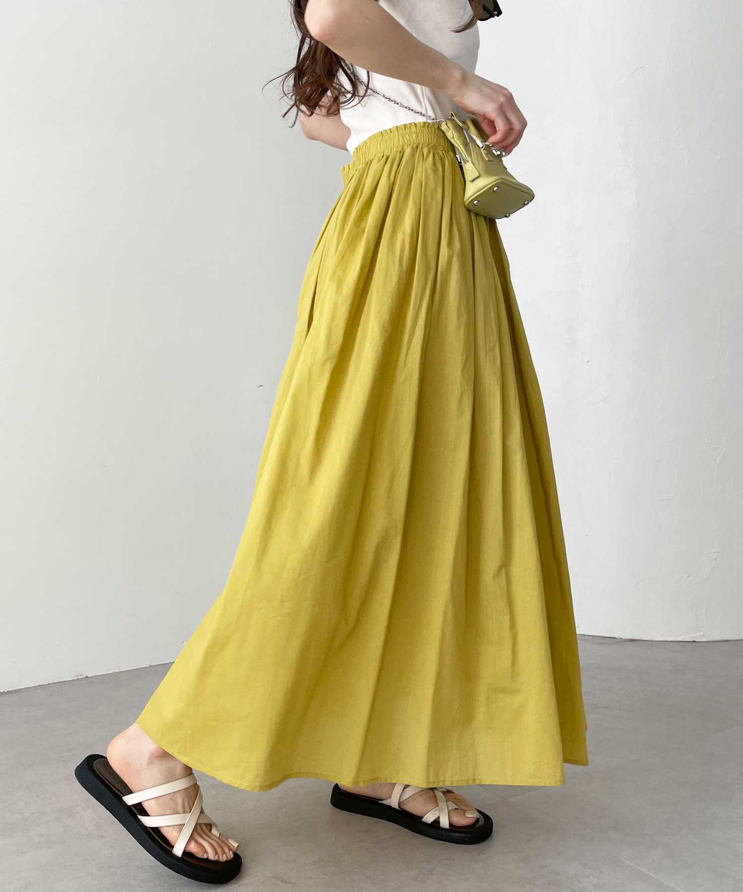 DT MaxMara ★ コットンポプリン製 フレアスカート ABACO 黄色 フレアーマキシスカート | ファッション通販サイト NUGU