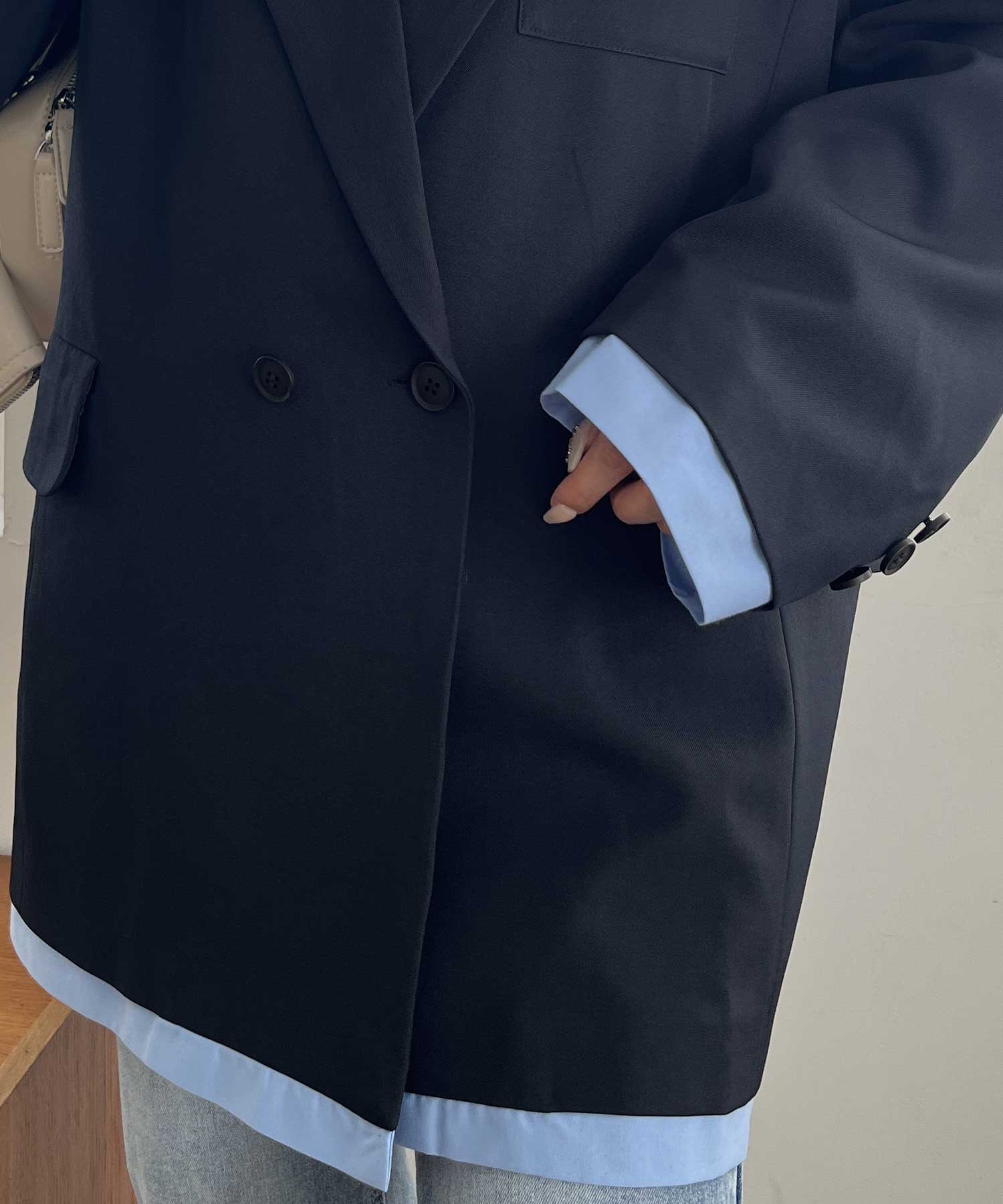 シャツレイヤードデザインダブルジャケット | ファッション通販サイト NUGU