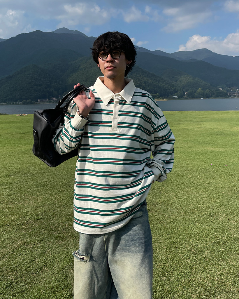 ユニセックス）ボーダーカラー長袖Tシャーツ | ファッション通販サイト