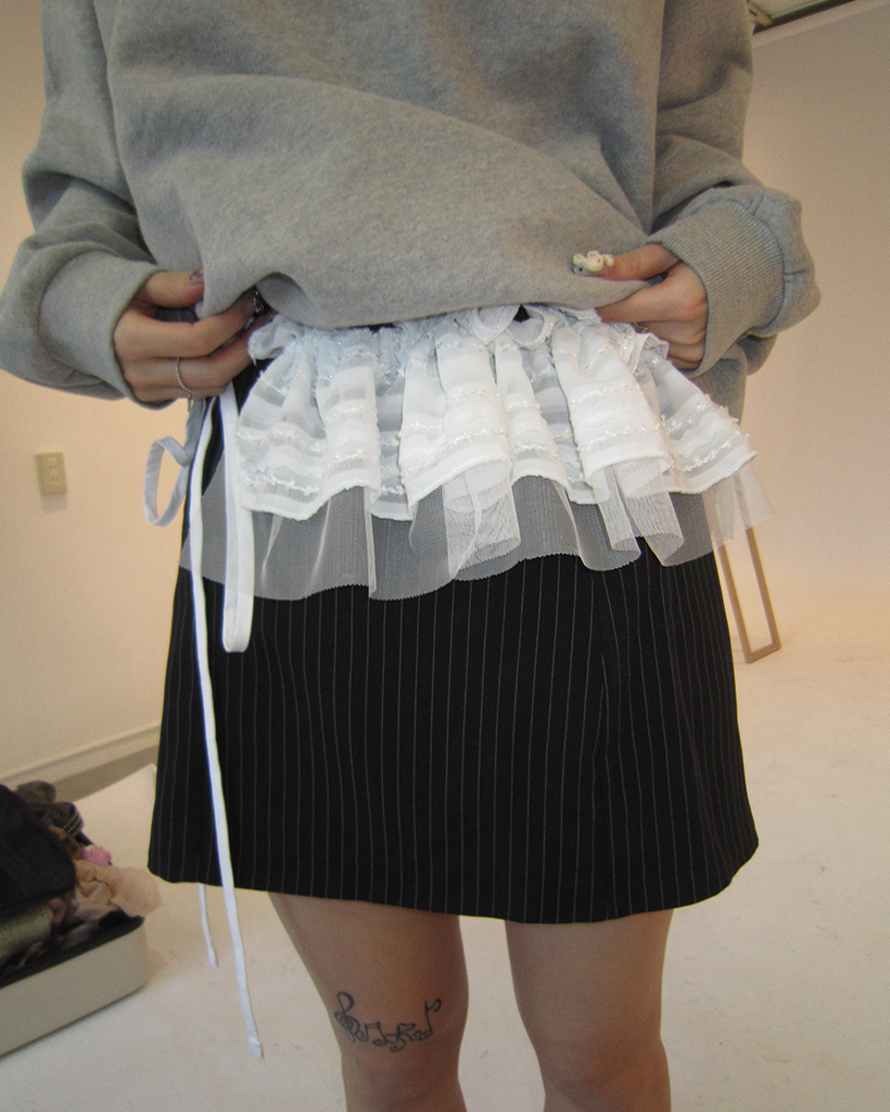 lace nylon pants (grey) | n.k atelier