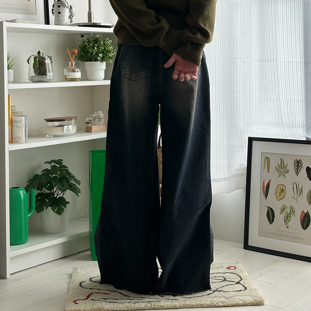 ユニセックス) ヴィンテージデニムワイドパンツ | ファッション