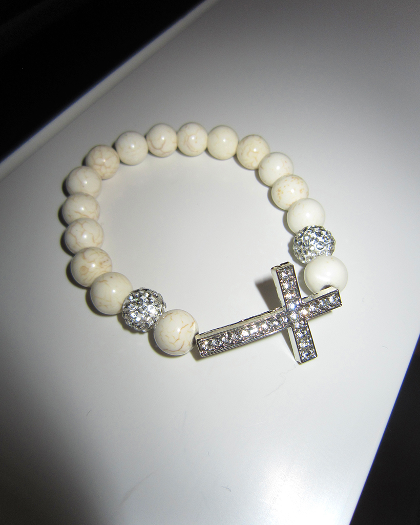 マーブルラウンドクロスブレスレット