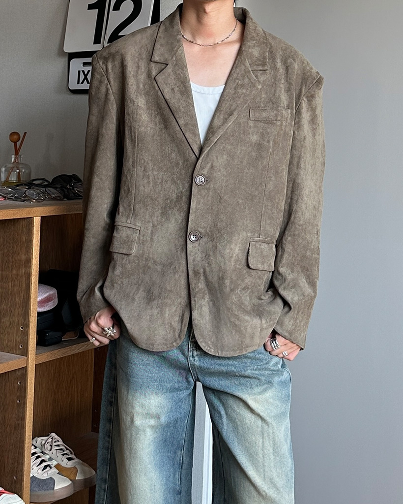 （ユニセックス）ベルベットツーボタンジャケット