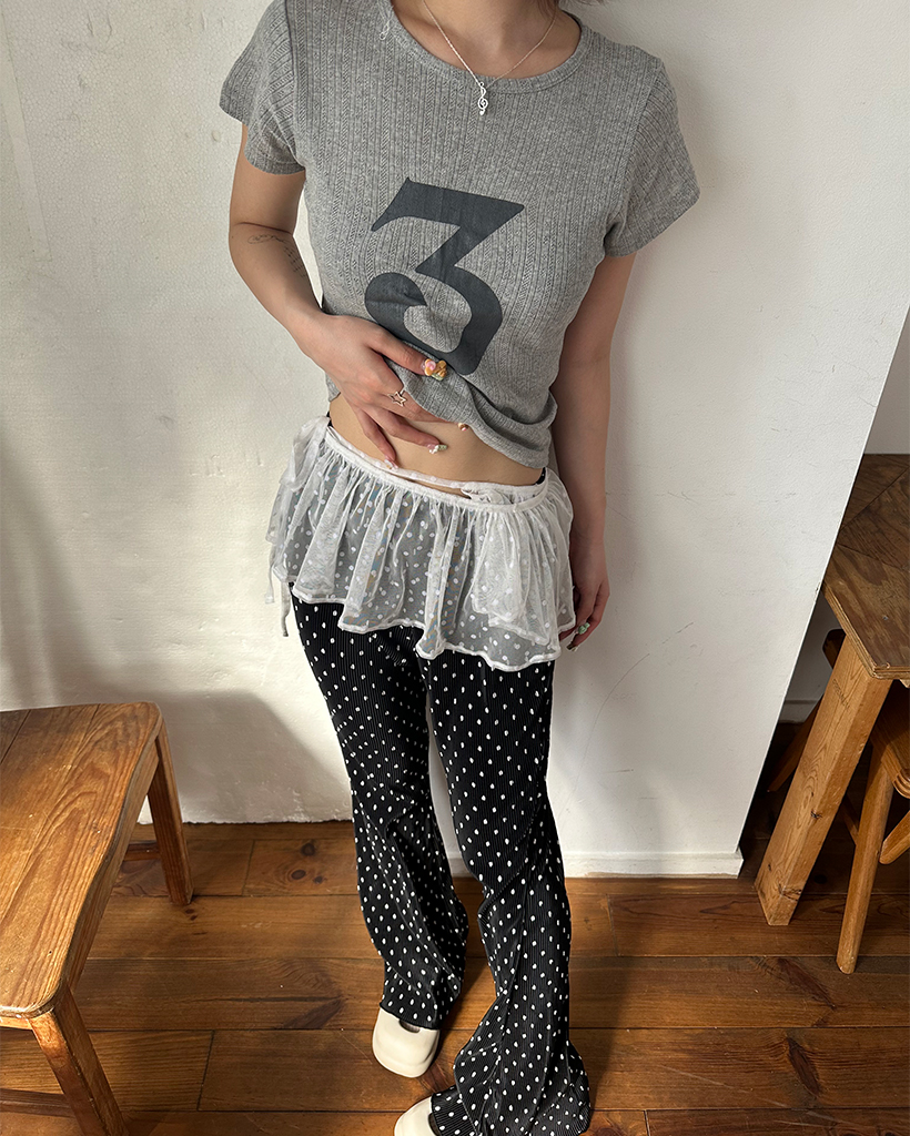 NOCONTENT ブーツカットドットパンツ　M ドットブーツカットリブパンツ | ファッション通販サイト NUGU