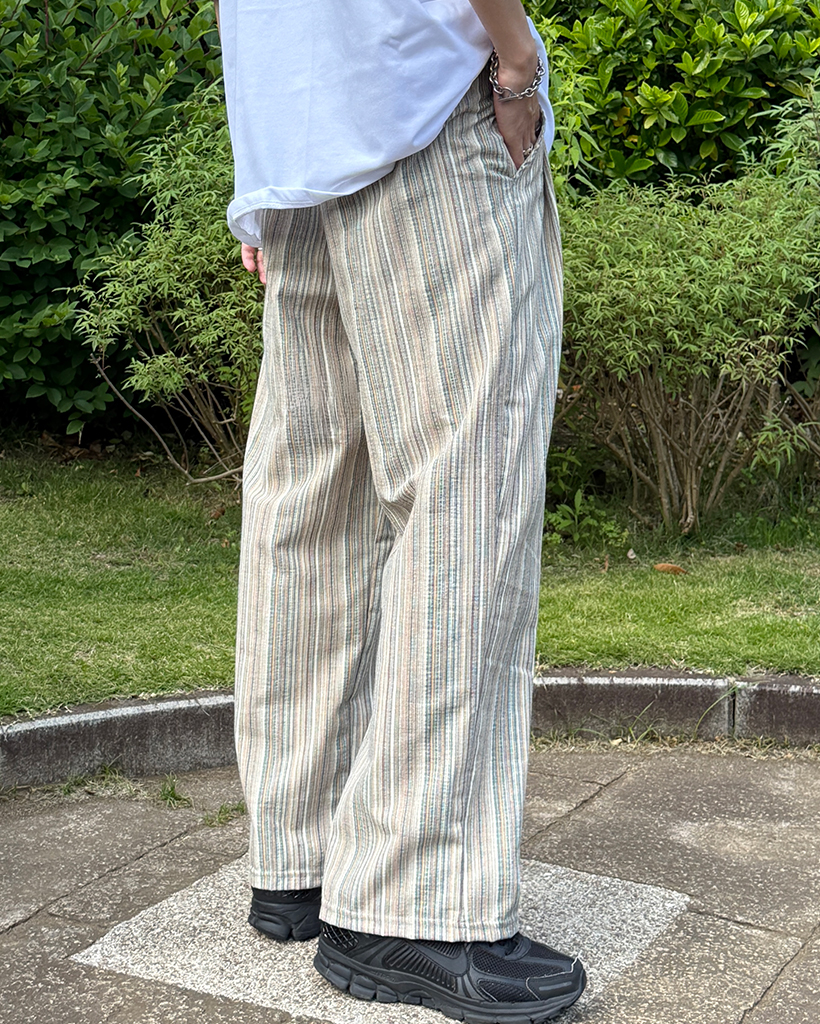 tapwater woolストライプパンツ マルチストライプイージーサマーパンツ | ファッション通販