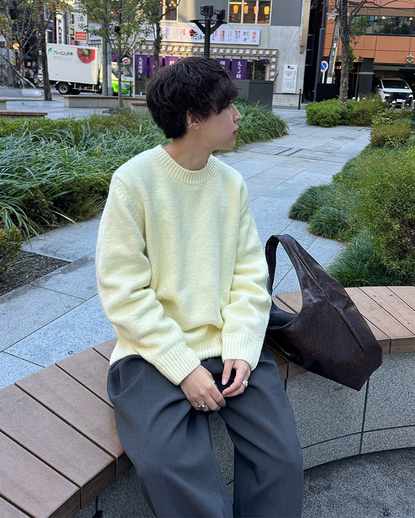 (ユニセックス)シンプルラウンドニット