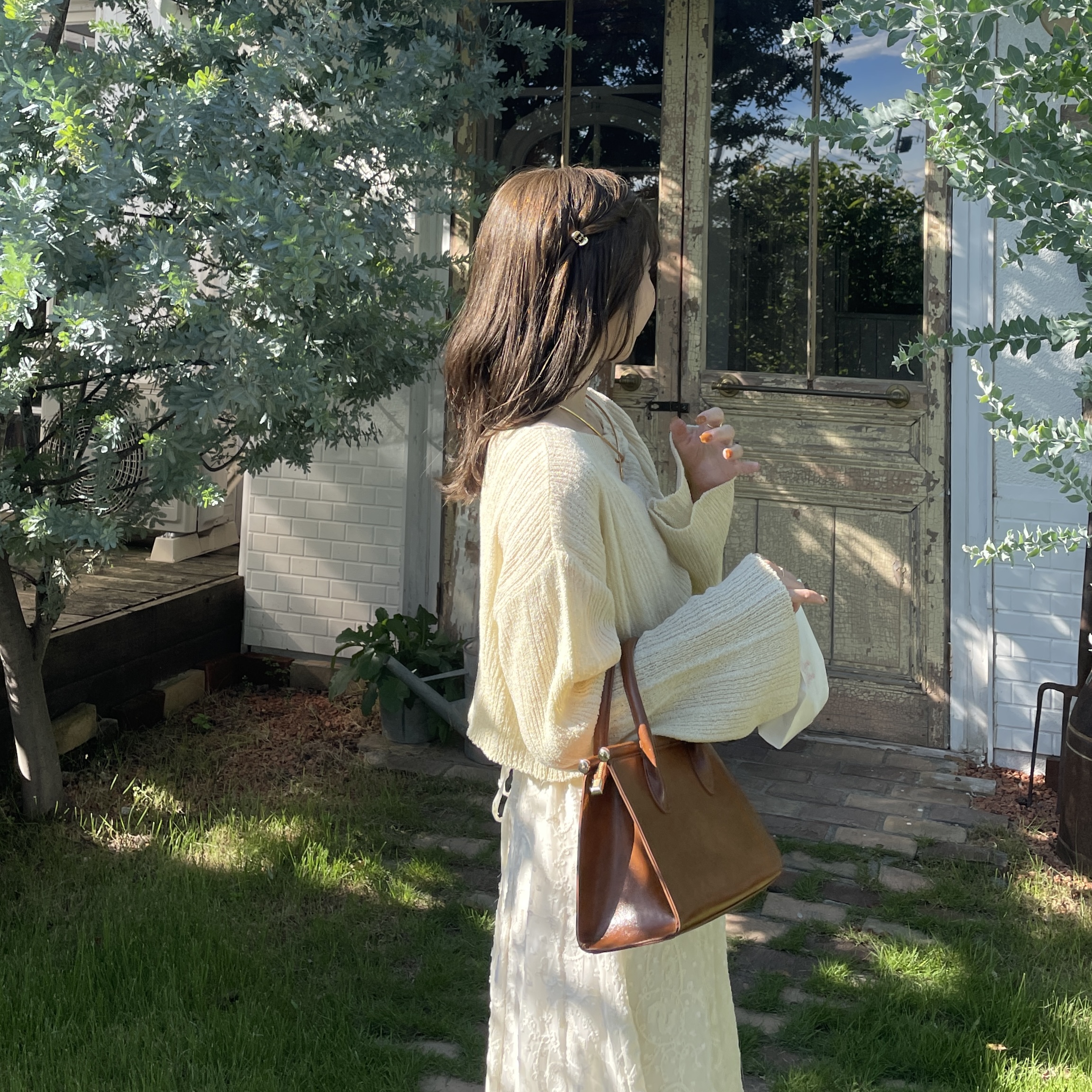 ストリングシャーリングクロップドニット | ファッション通販