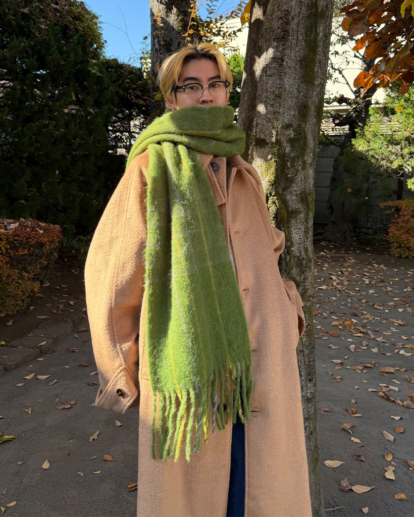 ウールチェックマフラー