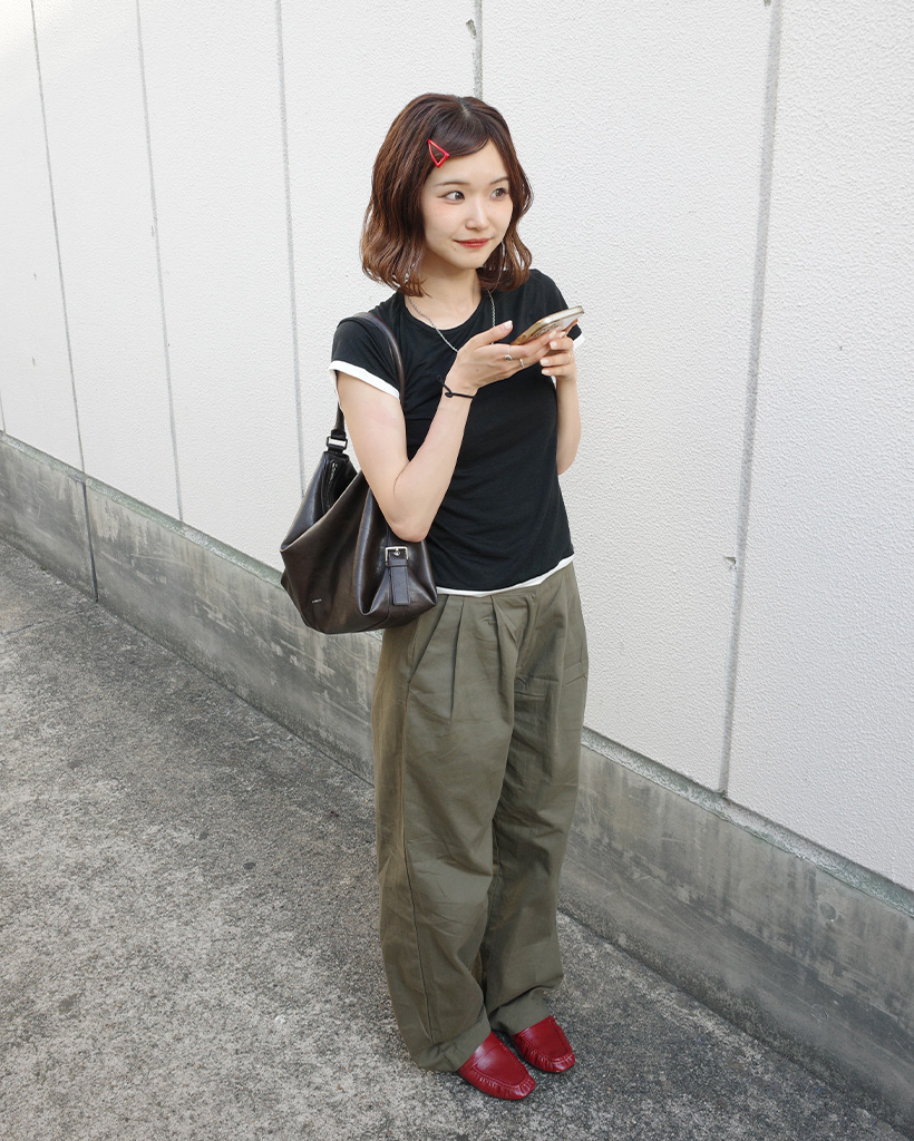 ツータックコットンワイドパンツ