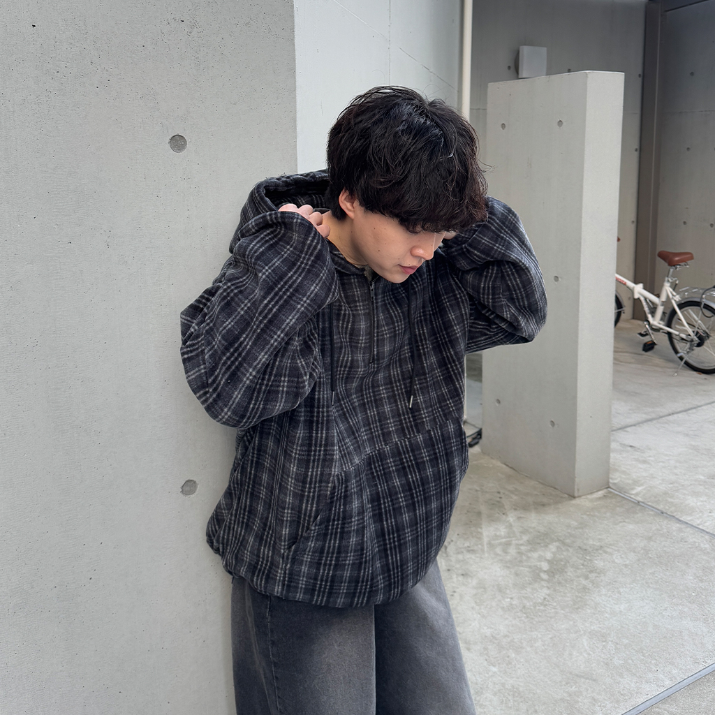 現行タグ◎バーバリー　チュニックパーカー　チェックパネル　フード　ブラック　黒 BURBERRY バーバリー 8035859 スウェット プルオーバー パーカー