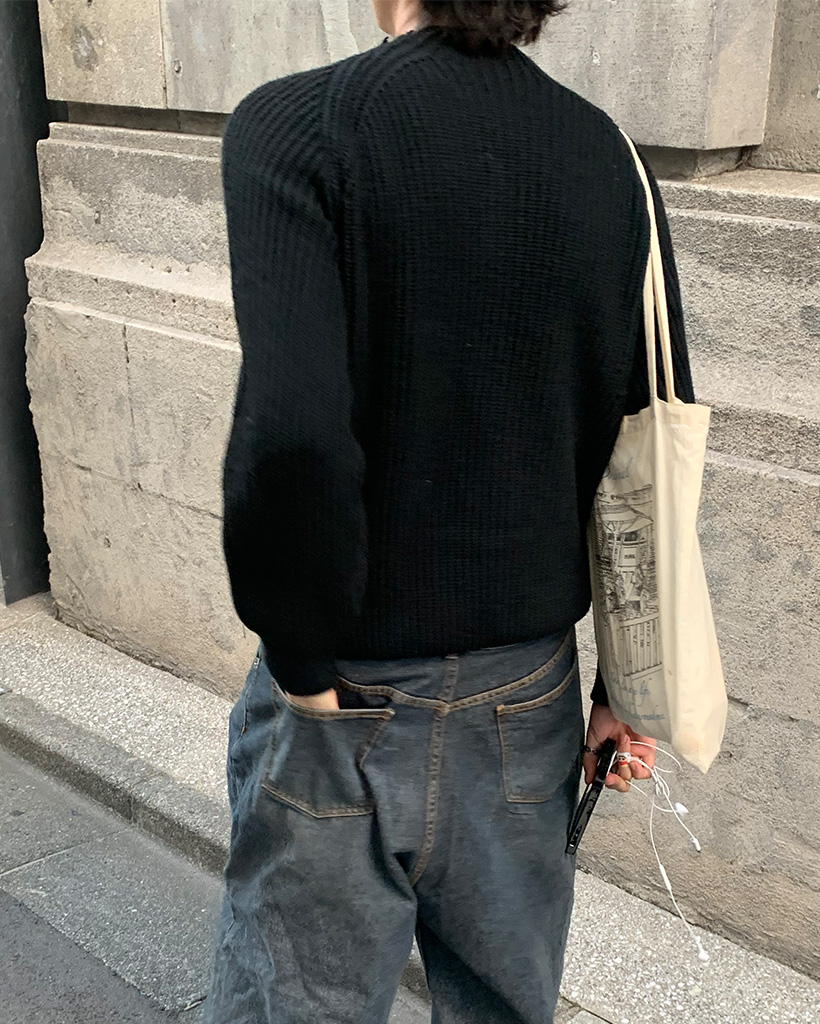 サイドボタンネックポイントニット | ファッション通販サイト NUGU