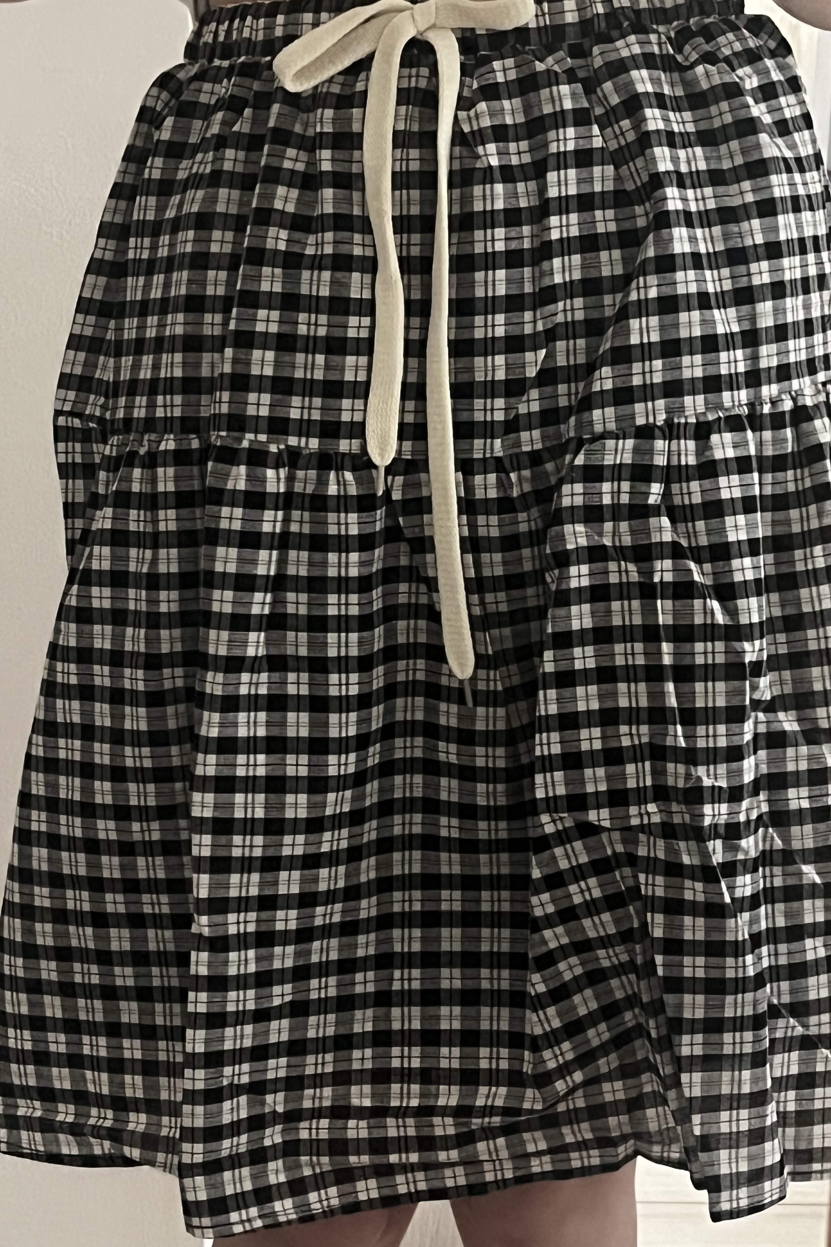 チェックティアードスカートゴムミドル丈/ミディ丈スカート チェックティアードスカートゴムミドル丈/ミディ丈スカート