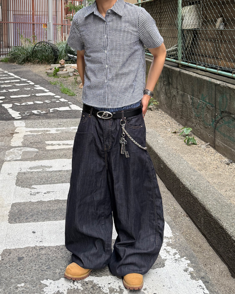 PEOPLESTYLE 生デニムパンツ バルーンジーンズ リジッド