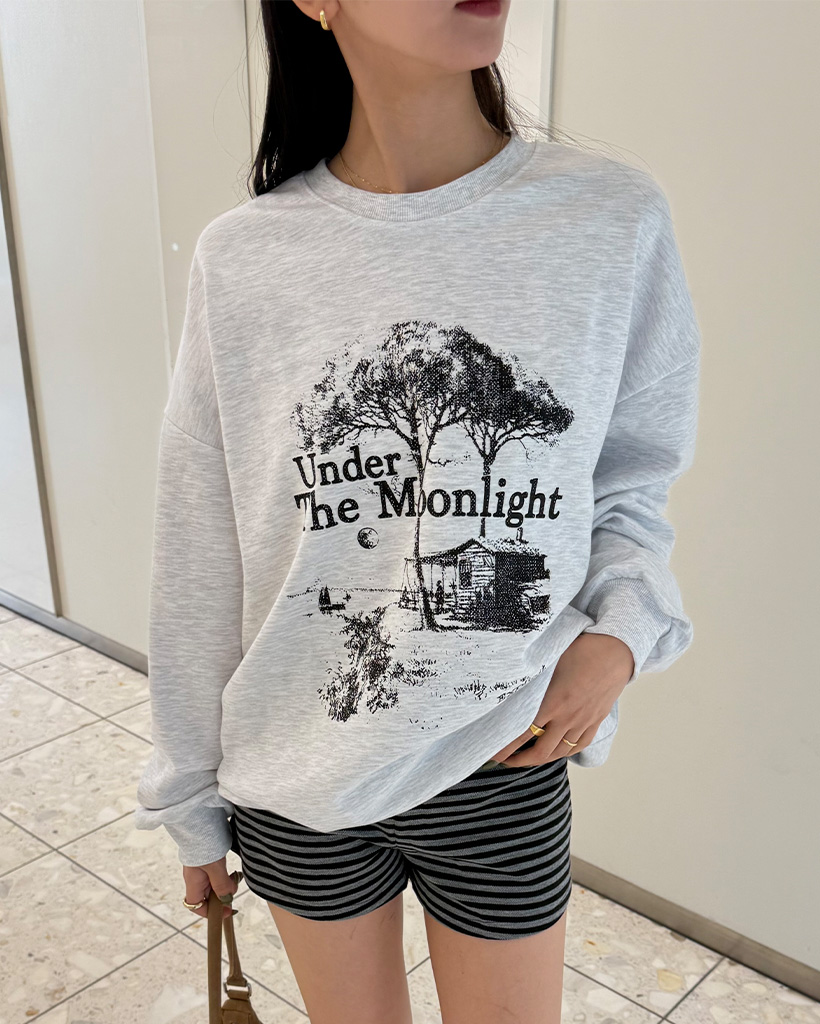 ウッドプリントオーバーサイズスウェットシャツ