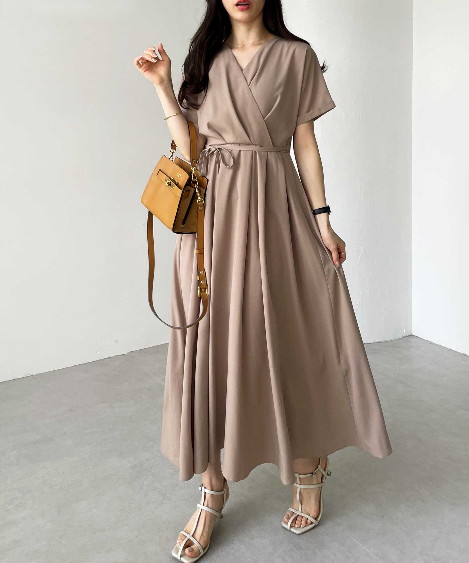 ウエストリボンカシュクールフレアワンピース | ファッション通販
