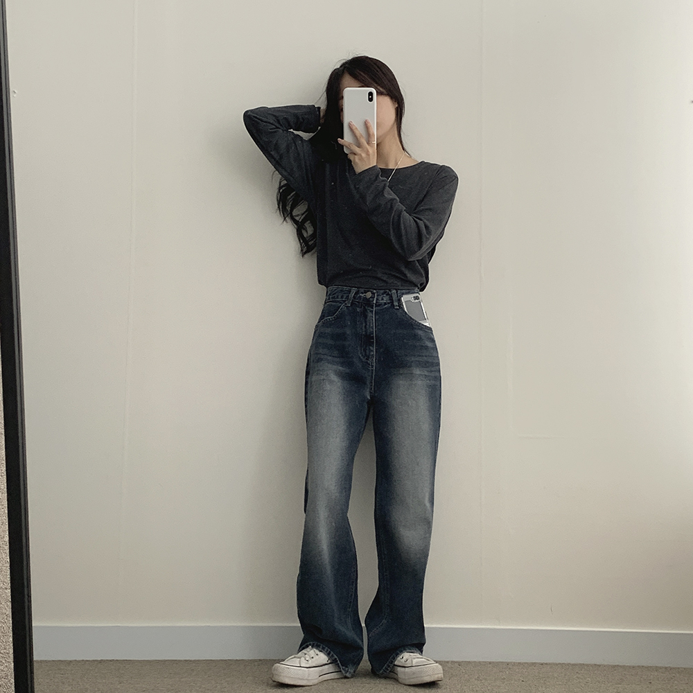 【もか】ウォッシュドデニムワイドパンツ CIAOPANIC TYPY（チャオパニックティピー） ジーンズ ウォッシュド