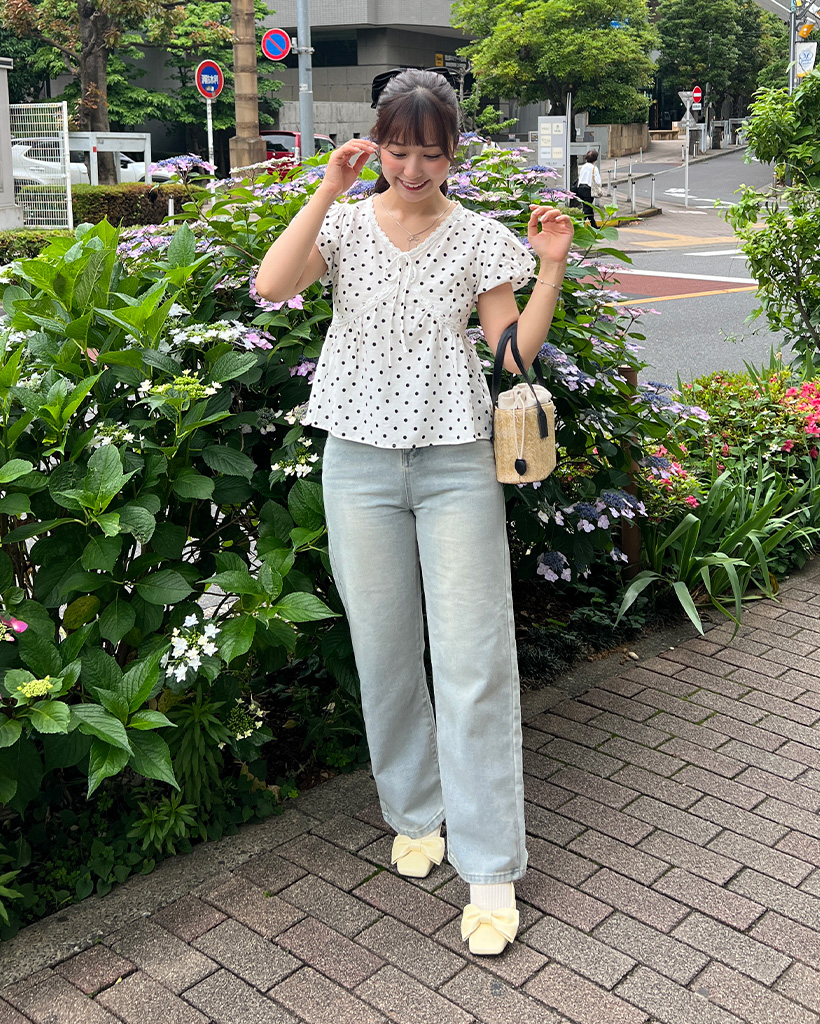 ドット柄リボンブラウス | ファッション通販サイト NUGU