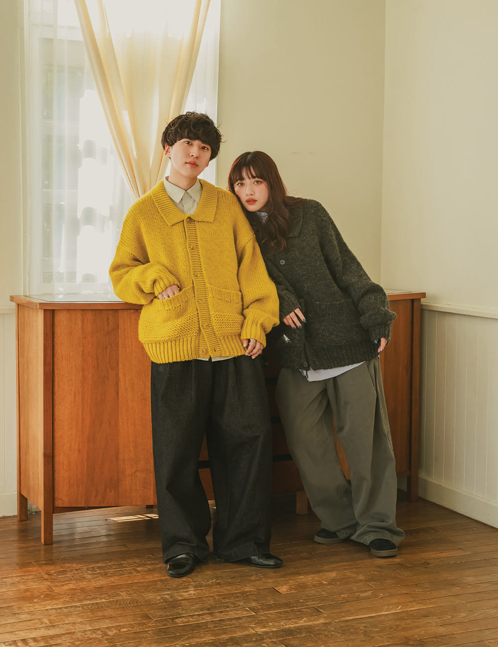 秋再入荷](ORIGINAL) ポケットウールボタンカーディガン