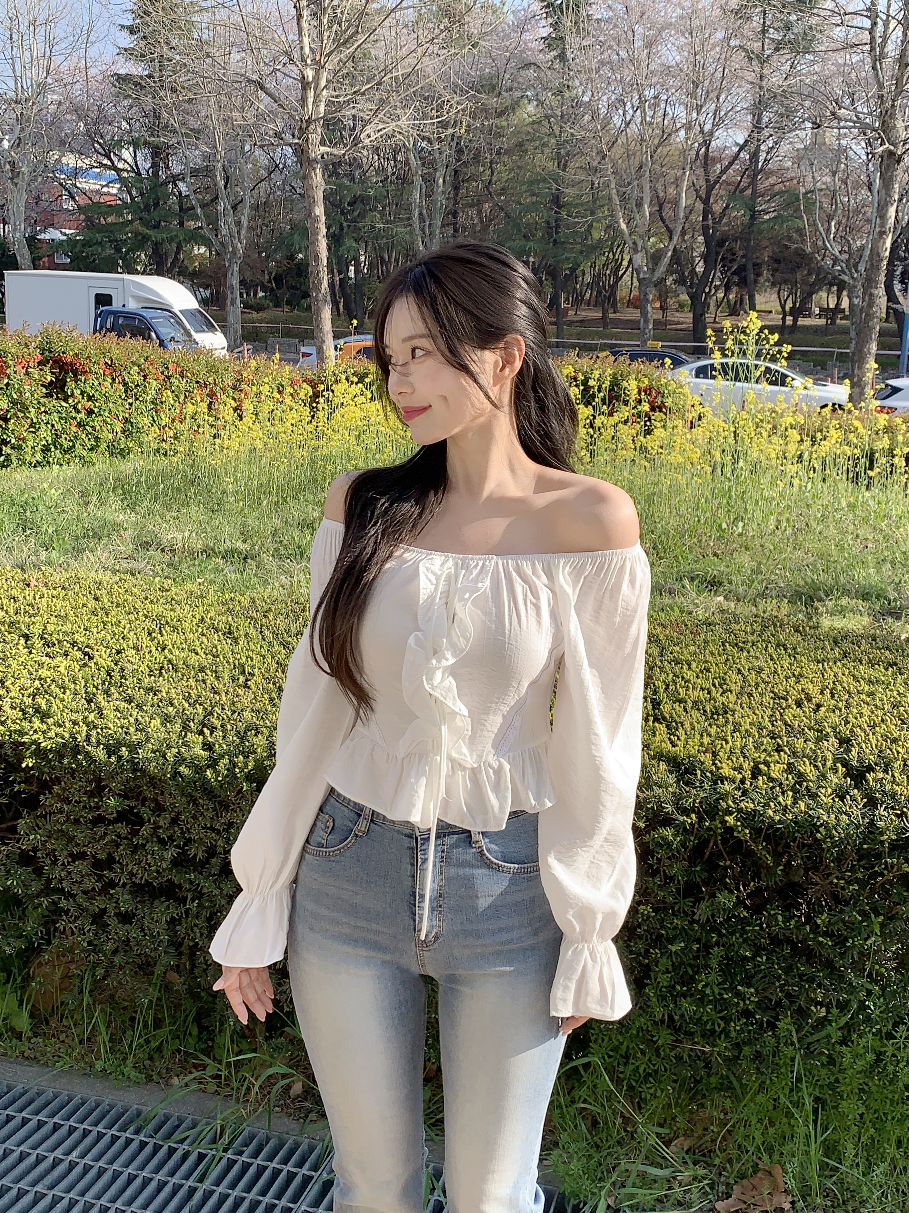 R@　袖フリル　38 2way]フリルオフショルブラウス | ファッション通販サイト NUGU