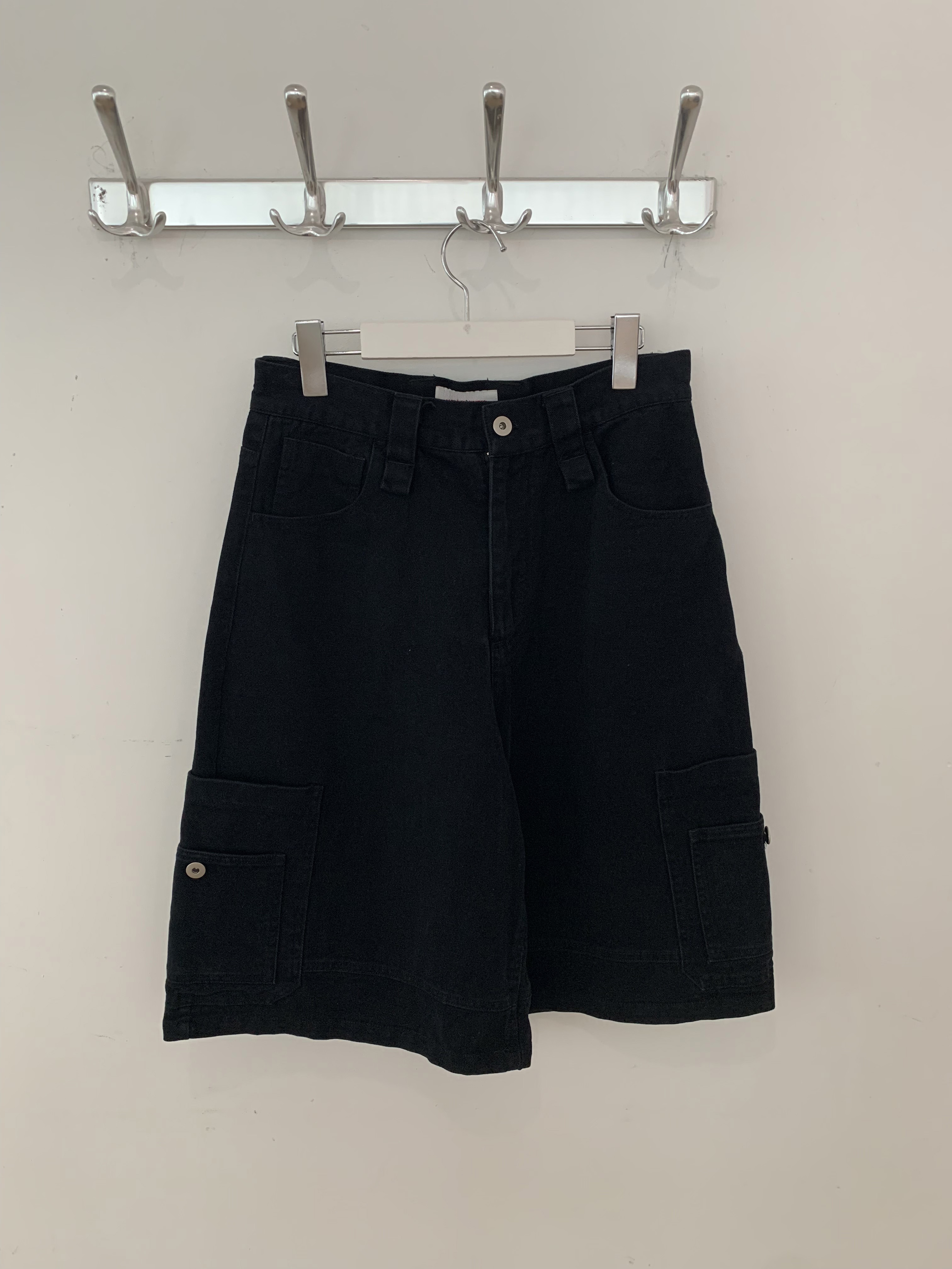 黒 ハーフパンツ ウエストゴム ポケット付き ダブルポケットハーフパンツ | ファッション通販サイト NUGU