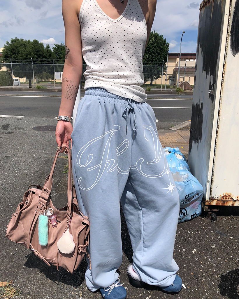 Fancy Club X haku] ANGEL VINTAGE SWEATPANTS (SKY BLUE
