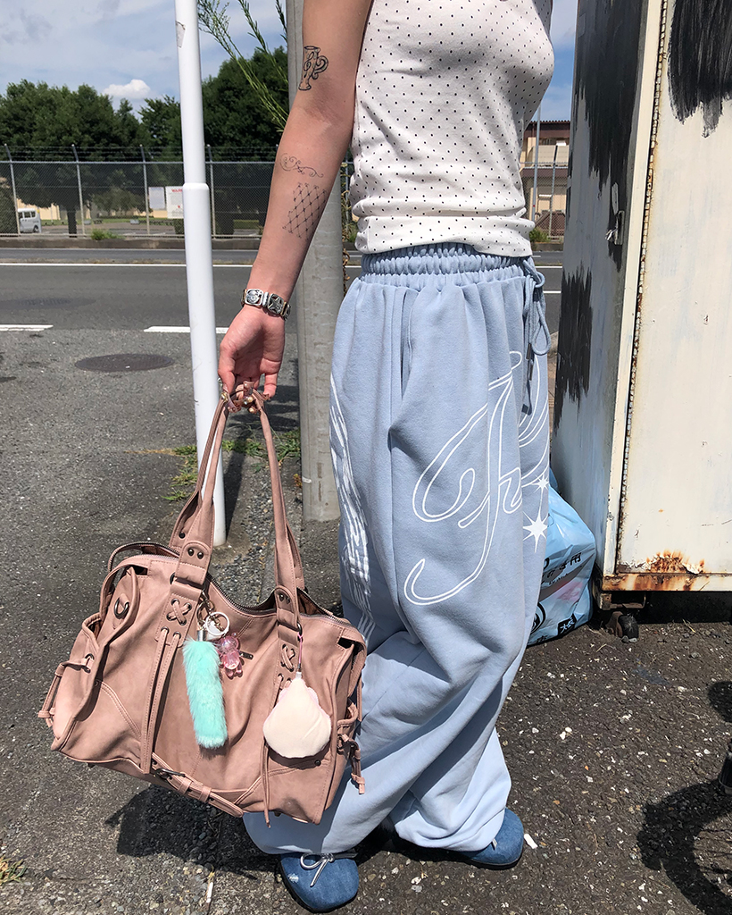 ☆fancy club☆ Belted Washed Leather Bag BABY PINK F25QE990 Belted Washing Leather Bag (Baby Pink) F25QE990 - FANCY CLUB